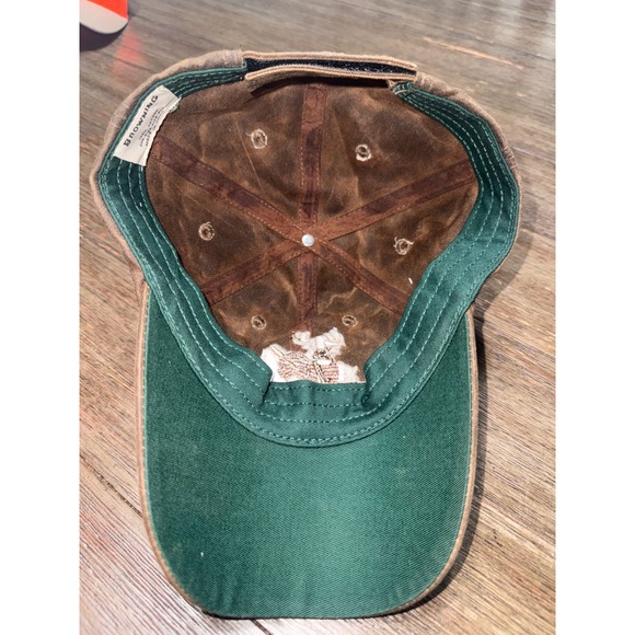 Browning Mens Waxed Cotton Deer Buck Embroidered Hat Brown Adjustable Cap OSFA - Picture 5 of 6